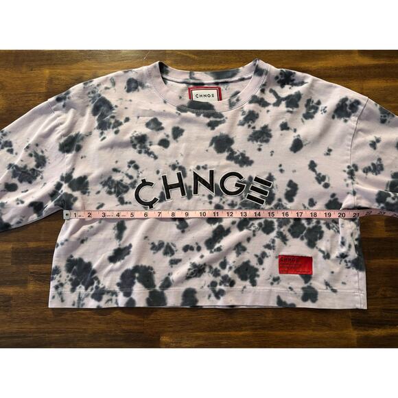 CHNGE Women's Medium T Shirt Cropped Organic Cotton Long Sleeve Crew Tie Dye - Picture 6 of 8